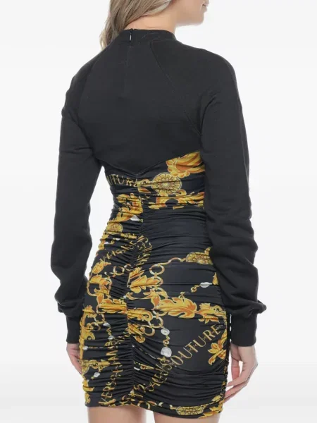 Rochie din denim Versace Jeans Couture cu imagine negru
