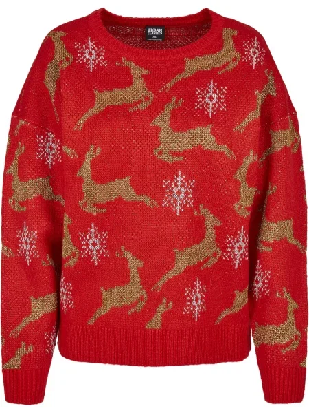 Urban Classics Pulover maro deschis / roșu alb