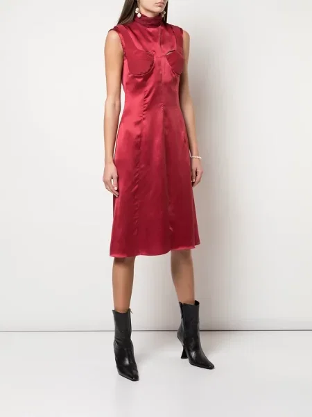 Rochie Delada de mătase de costum roșu