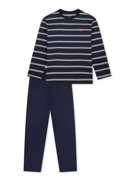 SCHIESSER Pyžamo Nightwear noční modrá bílá