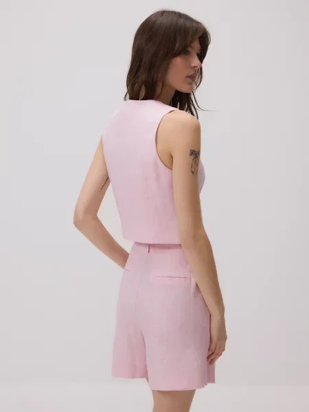 Reserved Лляна жилетка пастельний рожевий