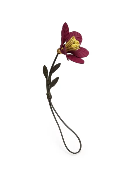 Colier Potamy din piele cu model floral maro