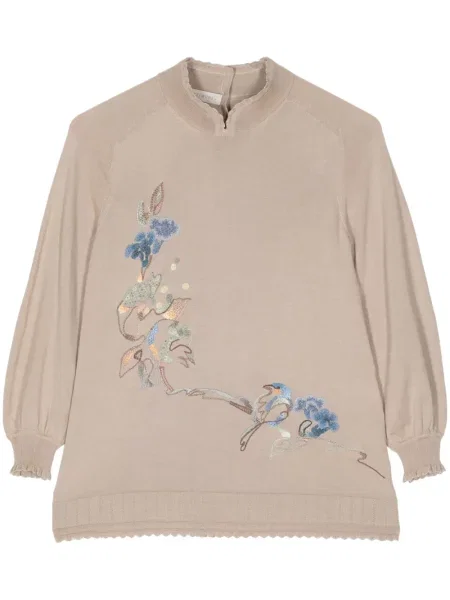 Pulover Shiatzy Chen cu model floral maro