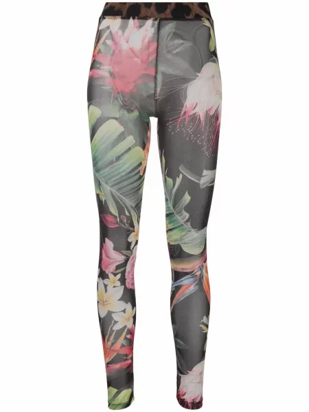Leggings Philipp Plein cu model floral cu imagine negru