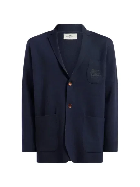 Geacă Etro cu broderie de lână albastru