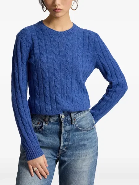 Hímzett csíkos galléros pólóing Polo Ralph Lauren kék
