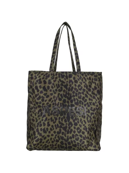 Geantă shopper Aspesi cu imagine cu imprimeu animal print verde