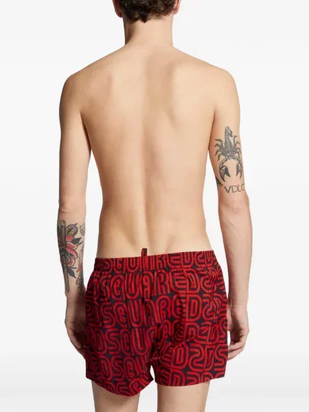 Slip de baie Dsquared2 cu autograf negru