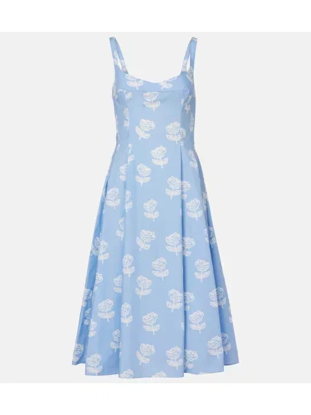 Sukienka midi Marni w kwiatki do kolan garniturowa niebieska
