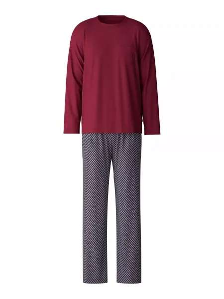 CALIDA Dolga pižama marine / bordo bela