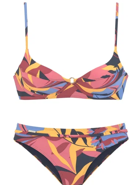 SUNSEEKER Costum de baie două piese rosé / roz zmeură / galben șofran / fumuriu / marin albastru