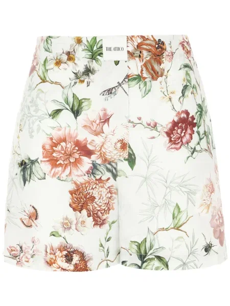 Pantaloni scurți The Attico cu model floral cu imagine alb
