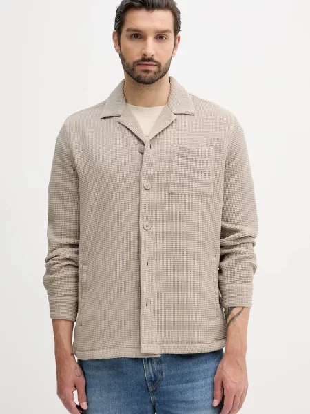 Košile Barbour SANDWOOD relaxed s klasickým límcem béžová