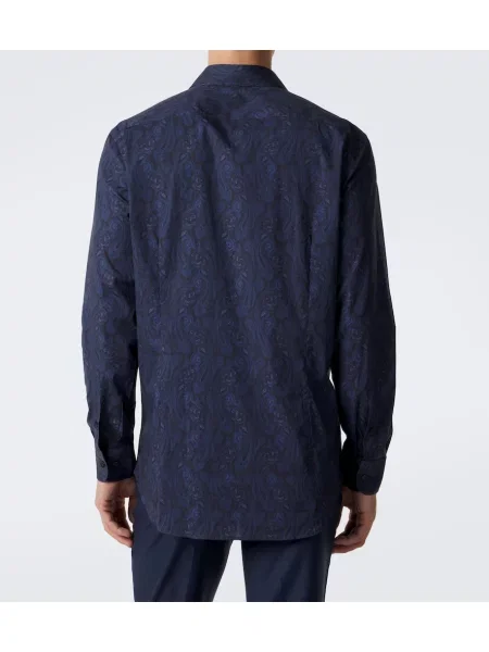 Cămașă Etro cu model paisley din poplin albastru