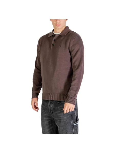 Tommy Jeans Pulover ESSENTIAL maro negru