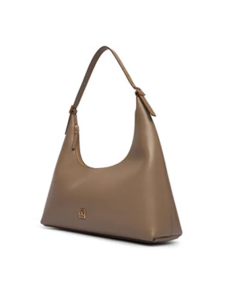 Calvin Klein Táska Emblem Hw Lthr Shoulder Bag bézs