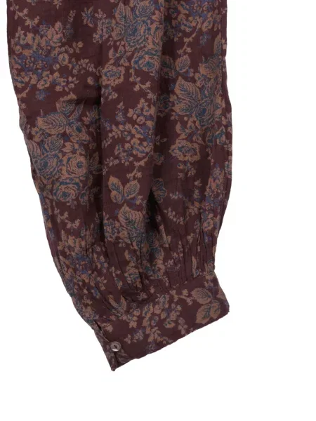 Pantaloni Antik Batik cu model floral cu imagine maro