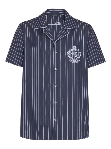 Prugasta košulja Balmain s vezom plava