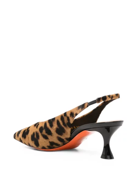 Pantofi cu toc Santoni cu imagine cu model leopard slingback maro