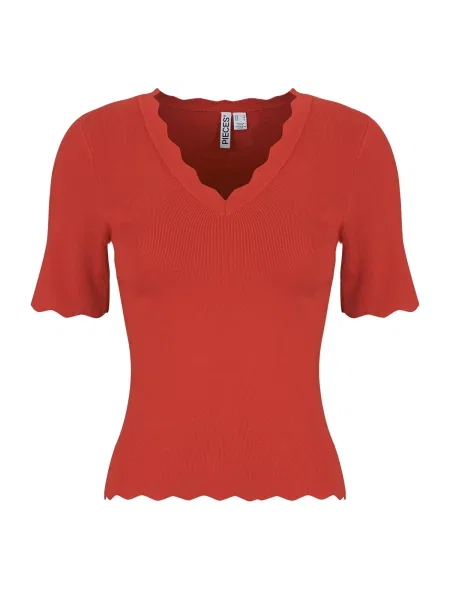 Pleteni top Pieces s V-izrezom crvena