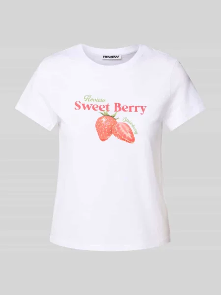 T-shirt z nadrukiem z logo Review biała