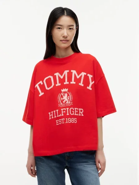 Tommy Hilfiger Koszulka Kobiety czerwony|wielokolorowy S czerwona