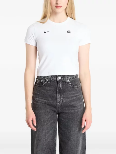 Fűzős csipkés póló Nike fehér