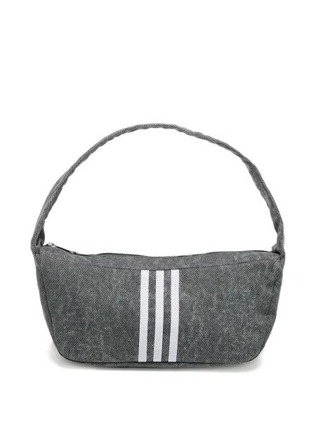 Top Adidas cu dungi din jerseu cu imagine gri