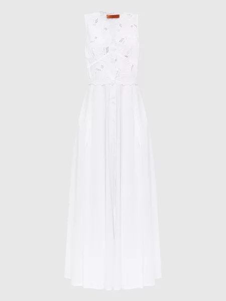 Макси платье Ermanno Scervino Life с вышивкой белое