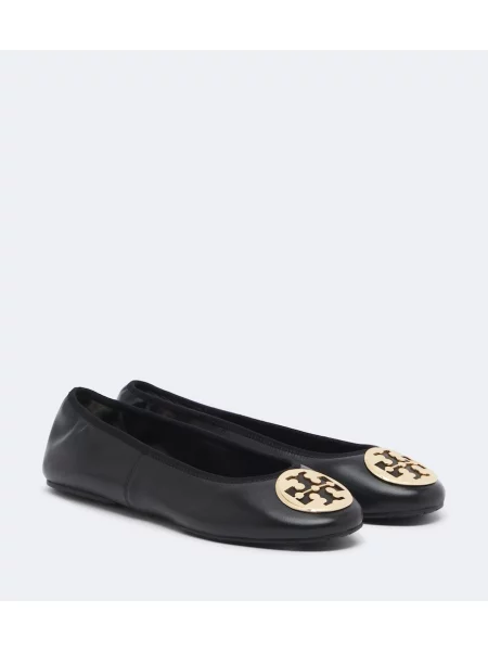 Kožené baleríny Tory Burch černé