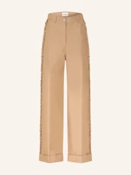 Claudie Pierlot Spodnie Z Falbanami beige beżowe