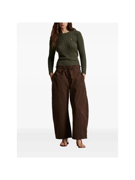 Sweter z dzianiny ze ściegiem warkoczowym model ‘JULIANNA’ Polo Ralph Lauren zielony