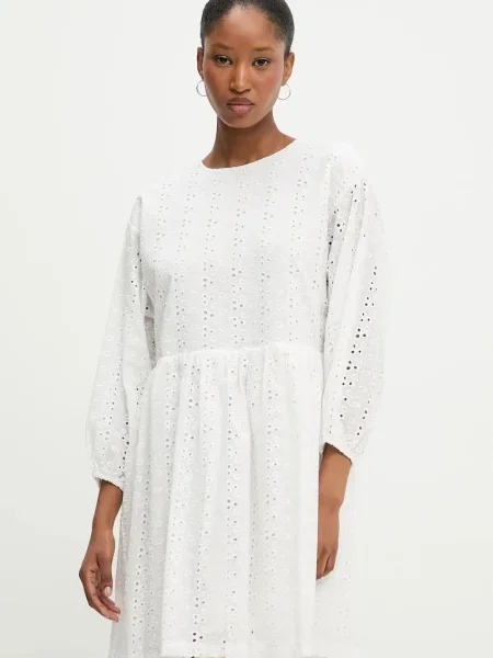 Answear Lab sukienka mini rozkloszowana biały