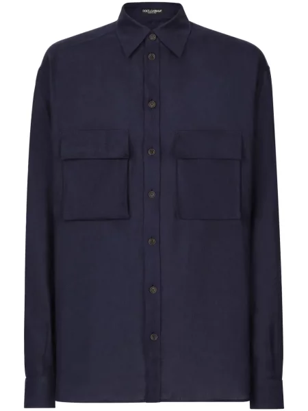 Ленена риза Dolce & Gabbana синьо