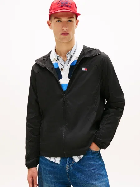 Tommy Jeans Geacă de primăvară-toamnă negru