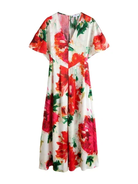 Next Obleka ecru / zelena rdeča