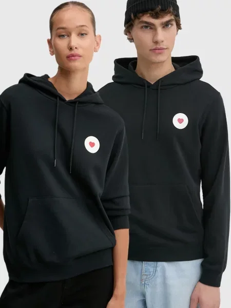 Суичър с качулка Converse с качулка с принт черно