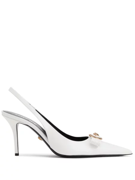 Pantofi cu toc Versace din piele alb