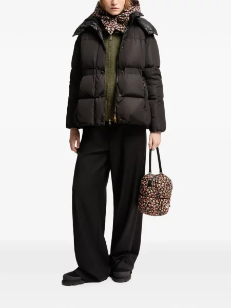 Scurt geacă cu puf Moncler cu glugă negru