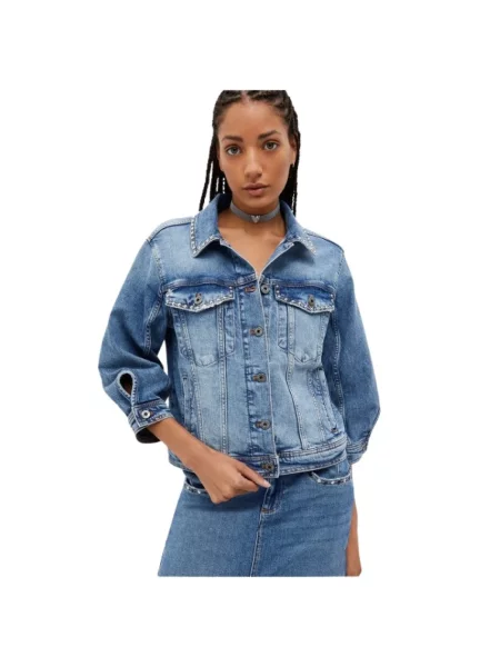 Kurtka jeansowa Liu Jo z ćwiekami niebieska