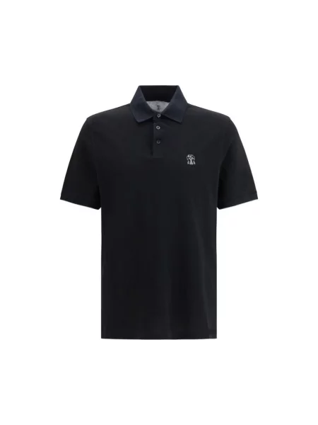 Koszulka polo Brunello Cucinelli klasyczna czarna