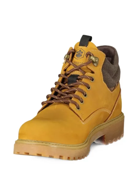 Botine Lumberjack cu șireturi din piele galben