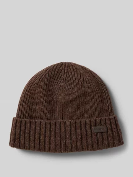 Czapka beanie z naszywką z logo Barbour brązowa