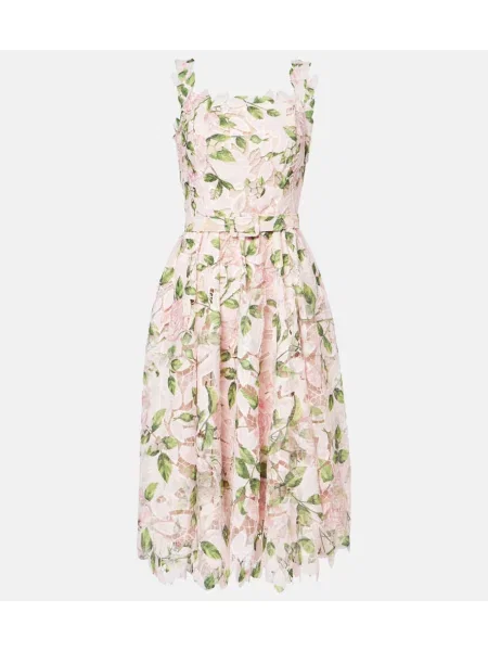 Rochie de cocktail Oscar De La Renta cu model floral de costum roz