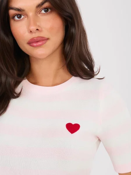 Pulover Factory Price cu motiv cu inimi alb