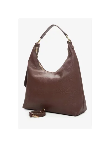 Кожаная сумка хобо Estro коричневая