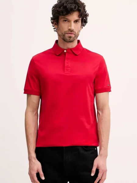 Bombažen polo Tommy Hilfiger rdeča