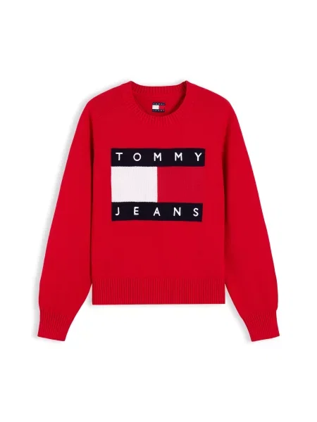 Tommy Jeans Pulover roșu / negru alb