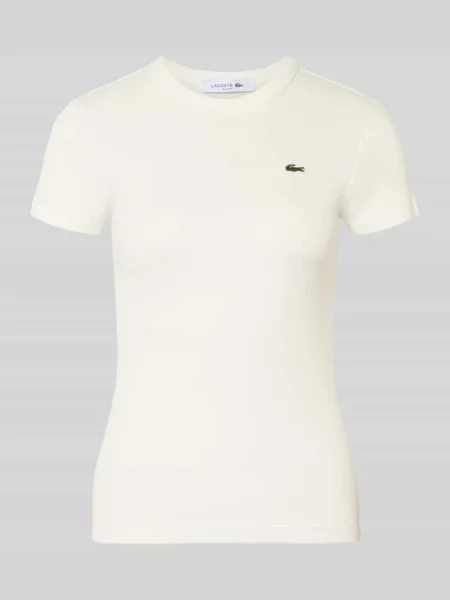T-shirt o kroju slim fit z czystej bawełny model Lacoste Sport biała