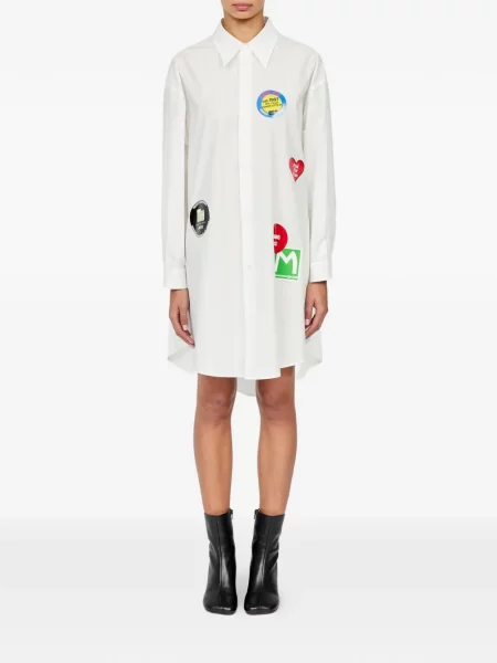 Raštuotas suknele Mm6 Maison Margiela poplinas balta
